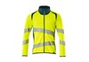 Sweatshirt mit Reißverschluss, modern Fit hi-vis gelb/dunkelpetroleum XL